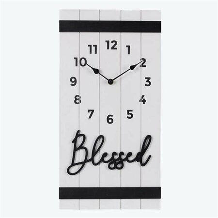 YOUNGS Wood Baby & Love Slat Board with 3D Typography Wall Clock 21384